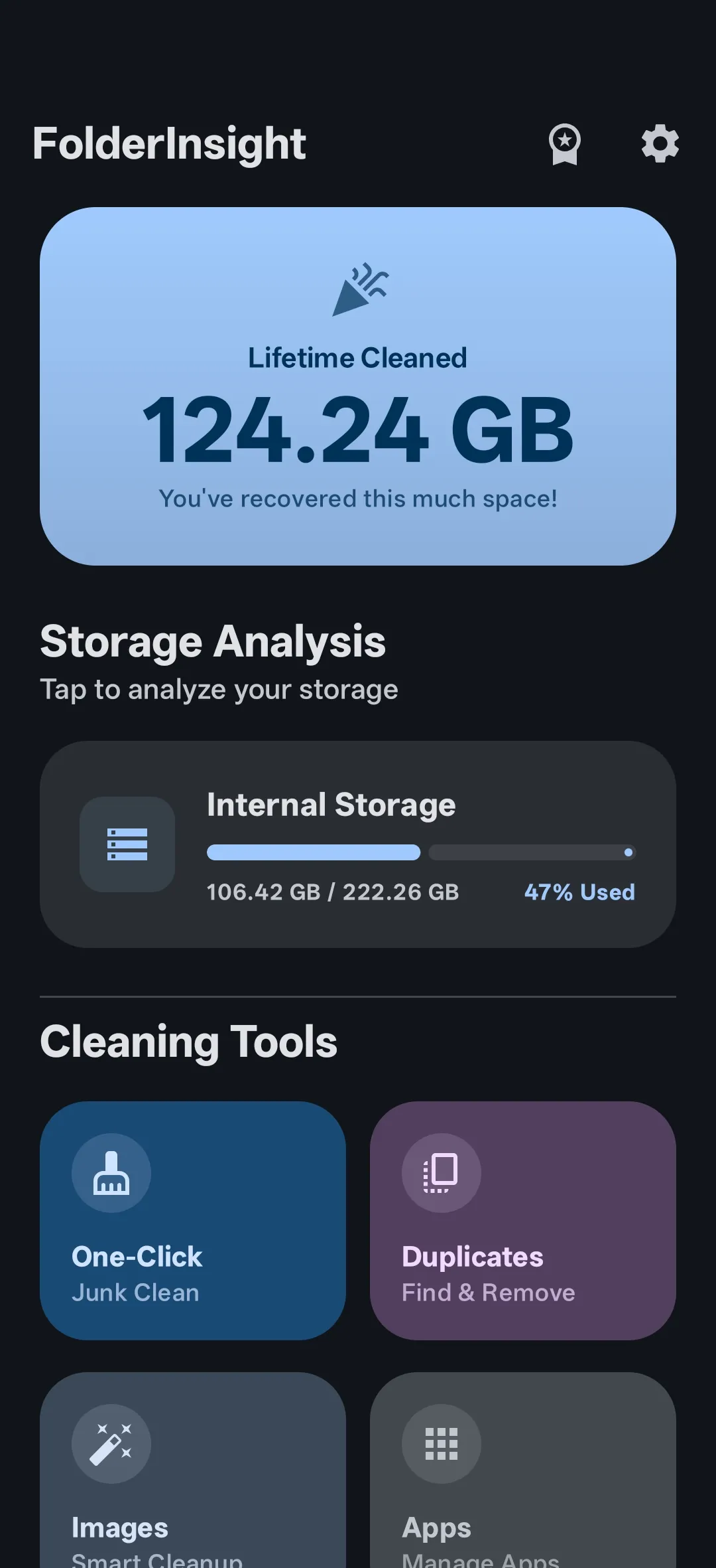 FolderInsight storage dashboard and overview