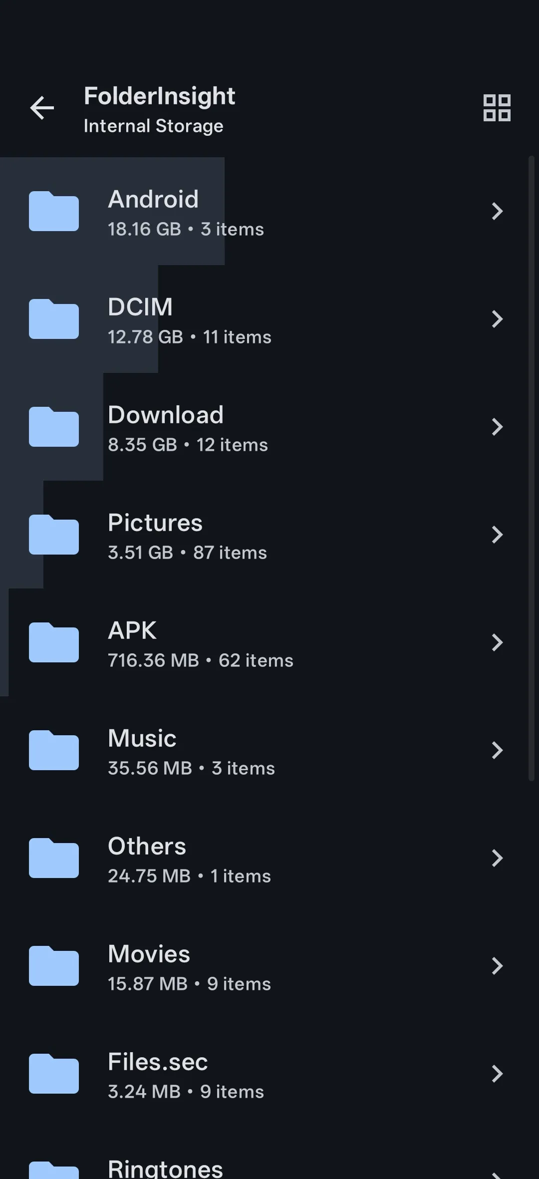 FolderInsight storage explorer and file breakdown