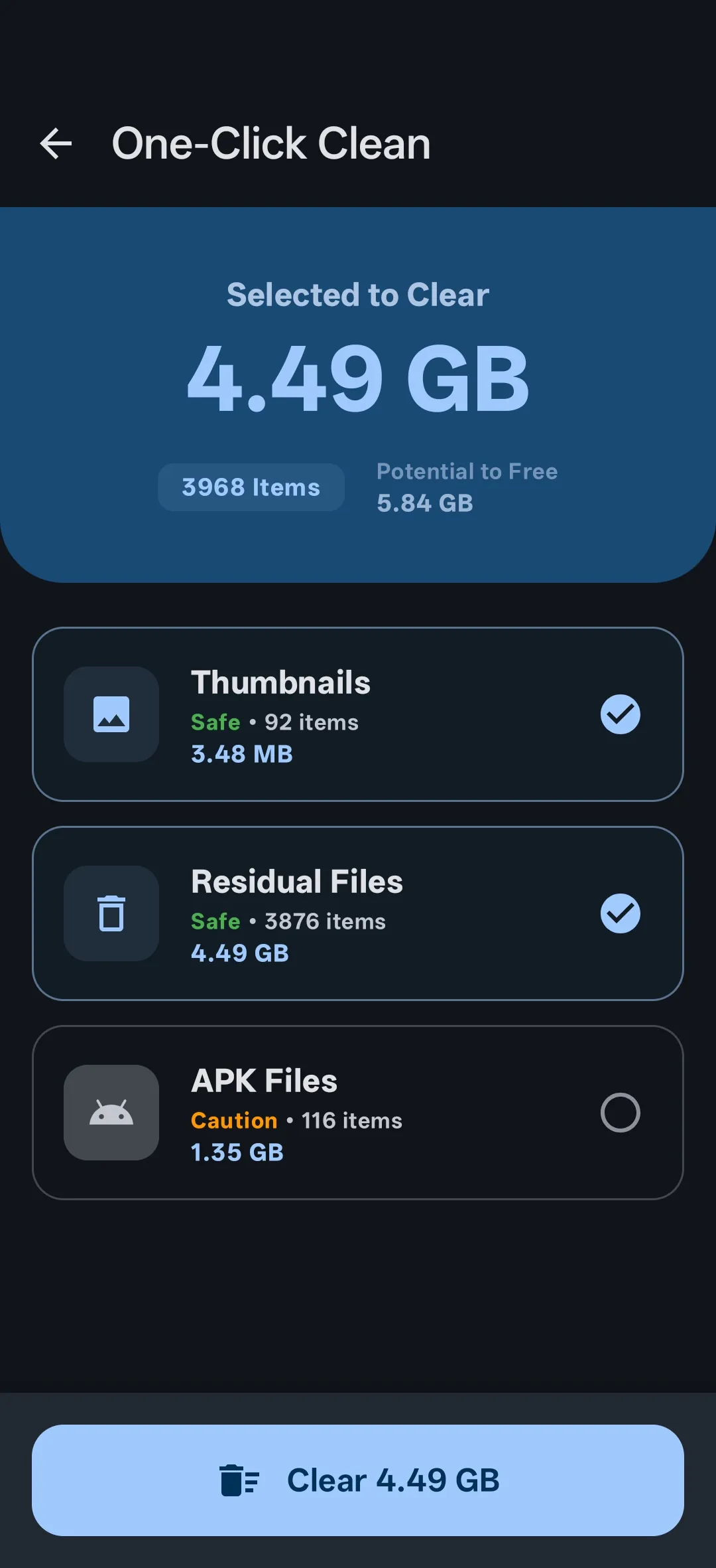 FolderInsight one-click junk cleaner